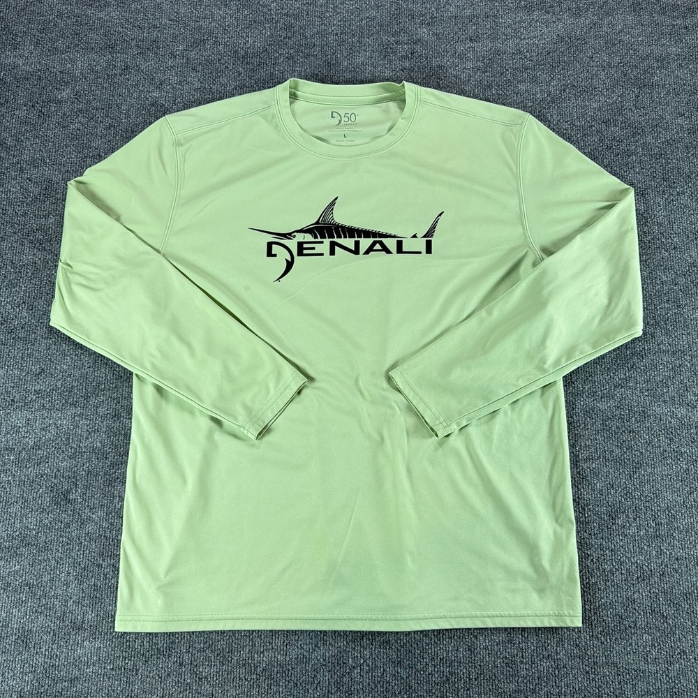 Denali Performance Fishing Shirt Mens‎ Large Green Long Sleeve UPF 50+ Solar